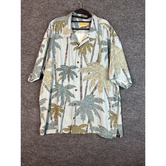 Tommy Bahama Mens Palm Tree Print Button Up Hawaiian Shirt Size XL Silk Resort - Picture 1 of 9